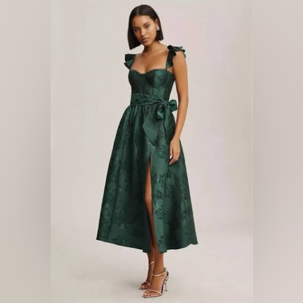 Anthropologie V. Chapman Vera Emerald Green Floral Midi Dress XXL or 16/18